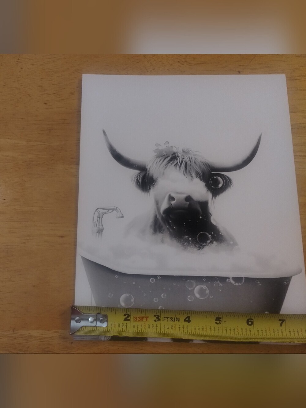 Funny Highland Cow Bubble Bath Wall Art Print Farmhouse Bathroom Decor 8x10